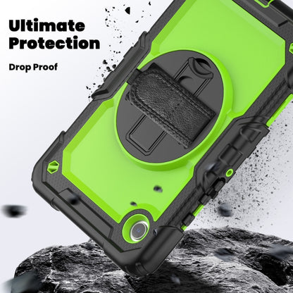 For Samsung Galaxy Tab A9 / Tab A11 Silicone + PC Tablet Case with Shoulder Strap(Black+Yellow Green) by bashfashion