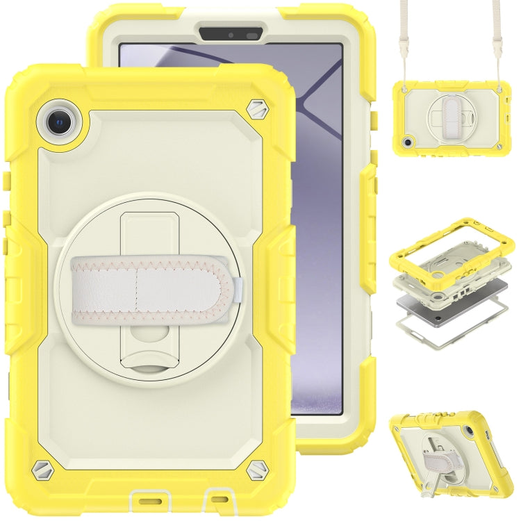 For Samsung Galaxy Tab A9 / Tab A11 Silicone + PC Tablet Case with Shoulder Strap(Yellow) by bashfashion