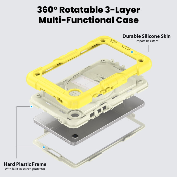 For Samsung Galaxy Tab A9 / Tab A11 Silicone + PC Tablet Case with Shoulder Strap(Yellow) by bashfashion