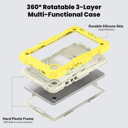 For Samsung Galaxy Tab A9 / Tab A11 Silicone + PC Tablet Case with Shoulder Strap(Yellow) by bashfashion