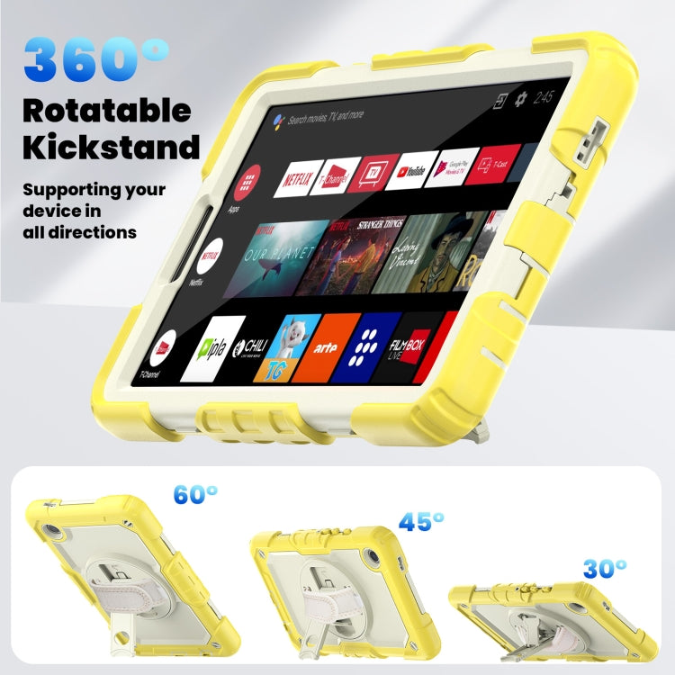 For Samsung Galaxy Tab A9 / Tab A11 Silicone + PC Tablet Case with Shoulder Strap(Yellow) by bashfashion