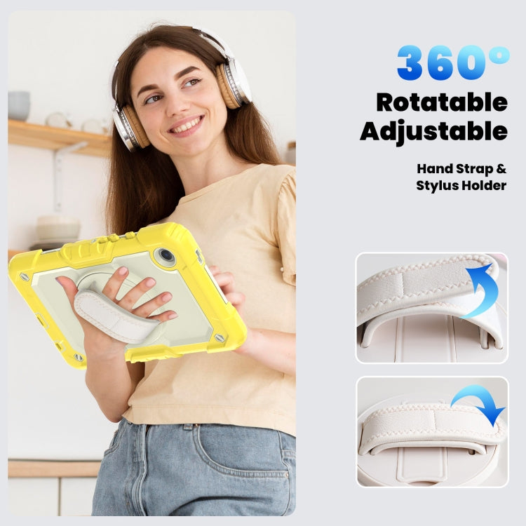 For Samsung Galaxy Tab A9 / Tab A11 Silicone + PC Tablet Case with Shoulder Strap(Yellow) by bashfashion