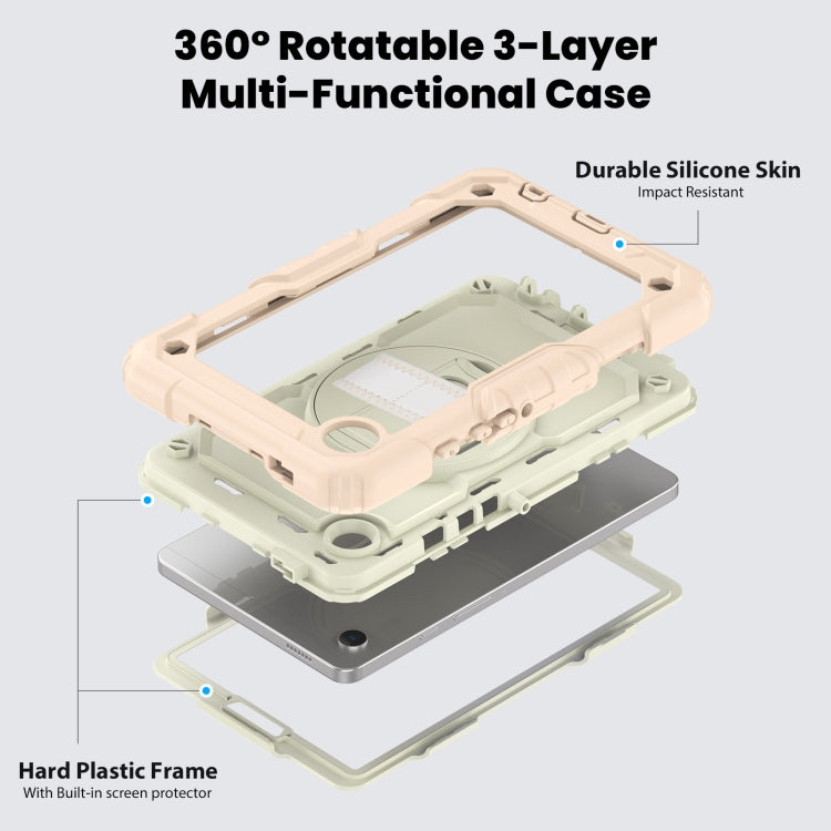 For Samsung Galaxy Tab A9 / Tab A11 Silicone + PC Tablet Case with Shoulder Strap(Rose Gold) by bashfashion