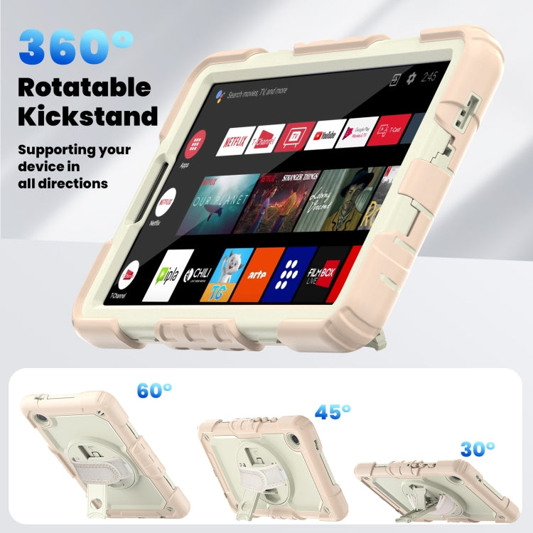 For Samsung Galaxy Tab A9 / Tab A11 Silicone + PC Tablet Case with Shoulder Strap(Rose Gold) by bashfashion