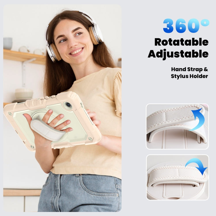 For Samsung Galaxy Tab A9 / Tab A11 Silicone + PC Tablet Case with Shoulder Strap(Rose Gold) by bashfashion