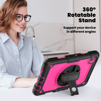 For Samsung Galaxy Tab A9 / Tab A11 Silicone + PC Tablet Case with Shoulder Strap(Black+Rose Red) by bashfashion