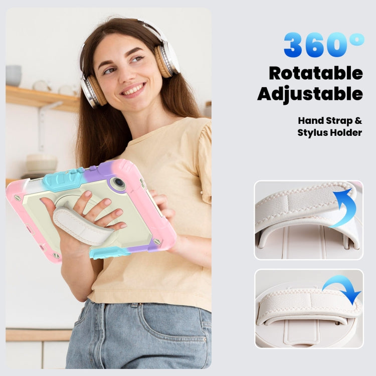 For Samsung Galaxy Tab A9 / Tab A11 Silicone + PC Tablet Case with Shoulder Strap(Camouflage Pink) by bashfashion