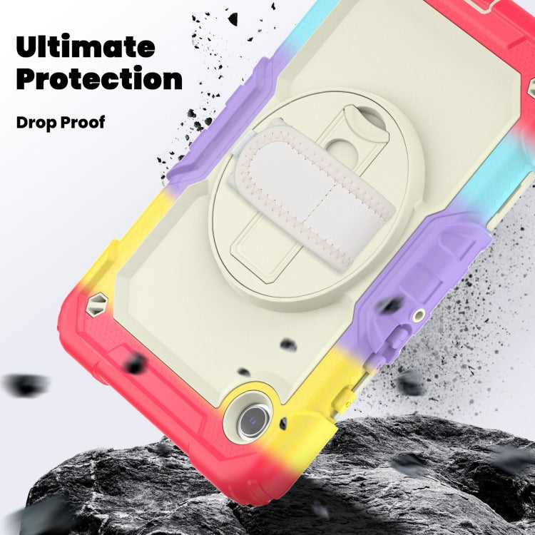 For Samsung Galaxy Tab A9 / Tab A11 Silicone + PC Tablet Case with Shoulder Strap(Camouflage Red) by bashfashion