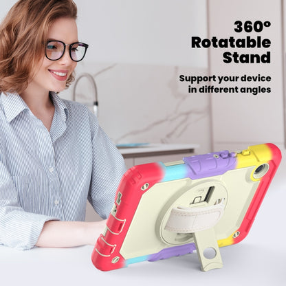 For Samsung Galaxy Tab A9 / Tab A11 Silicone + PC Tablet Case with Shoulder Strap(Camouflage Red) by bashfashion