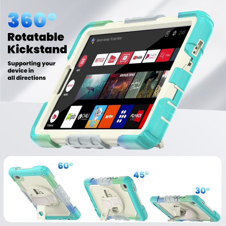 For Samsung Galaxy Tab A9 / Tab A11 Silicone + PC Tablet Case with Shoulder Strap(Camouflage Light Blue) by bashfashion