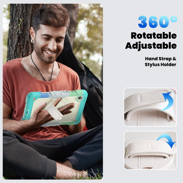 For Samsung Galaxy Tab A9 / Tab A11 Silicone + PC Tablet Case with Shoulder Strap(Camouflage Light Blue) by bashfashion