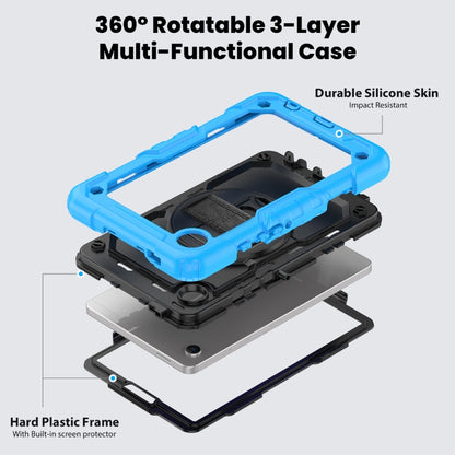 For Samsung Galaxy Tab A9 / Tab A11 Silicone + PC Tablet Case with Shoulder Strap(Light Blue) by bashfashion