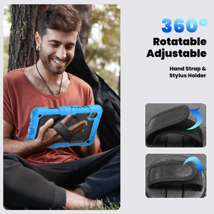 For Samsung Galaxy Tab A9 / Tab A11 Silicone + PC Tablet Case with Shoulder Strap(Light Blue) by bashfashion