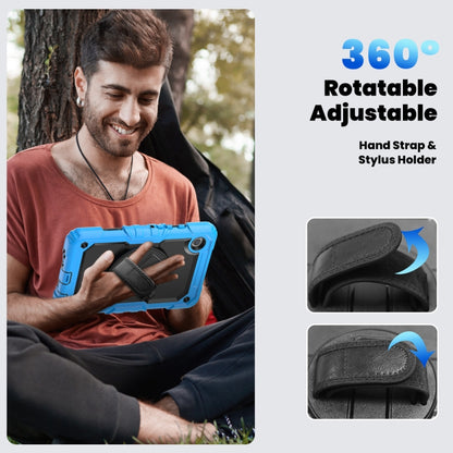 For Samsung Galaxy Tab A9 / Tab A11 Silicone + PC Tablet Case with Shoulder Strap(Light Blue) by bashfashion