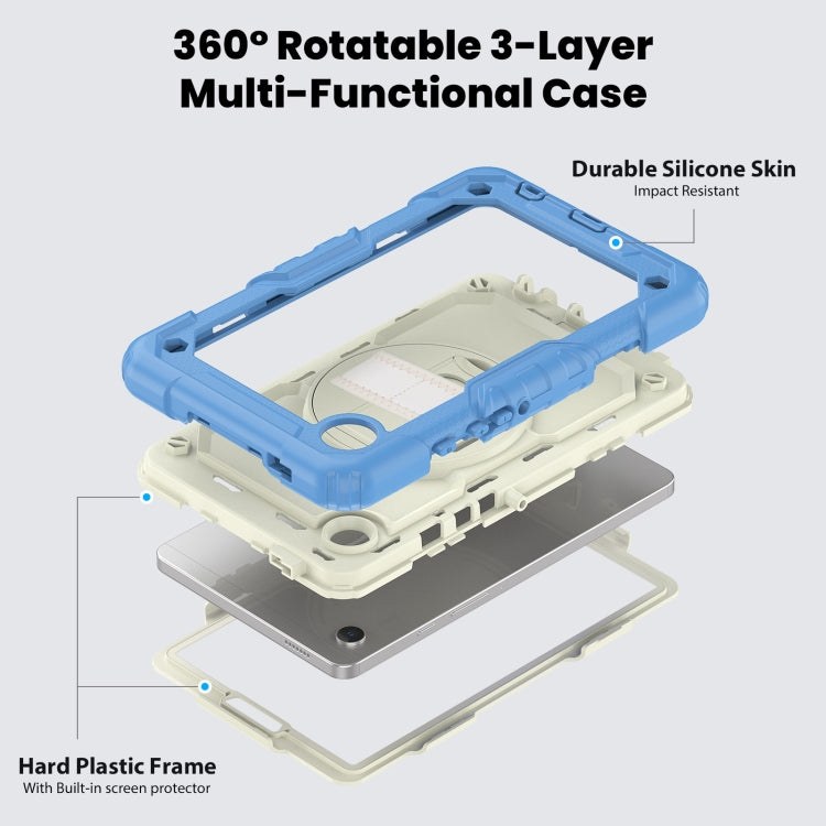 For Samsung Galaxy Tab A9 / Tab A11 Silicone + PC Tablet Case with Shoulder Strap(Cyan Blue) by bashfashion