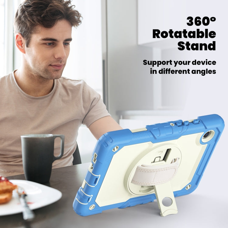 For Samsung Galaxy Tab A9 / Tab A11 Silicone + PC Tablet Case with Shoulder Strap(Cyan Blue) by bashfashion