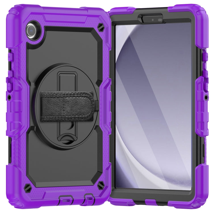 For Samsung Galaxy Tab A9 / Tab A11 Silicone + PC Tablet Case with Shoulder Strap(Purple) by bashfashion
