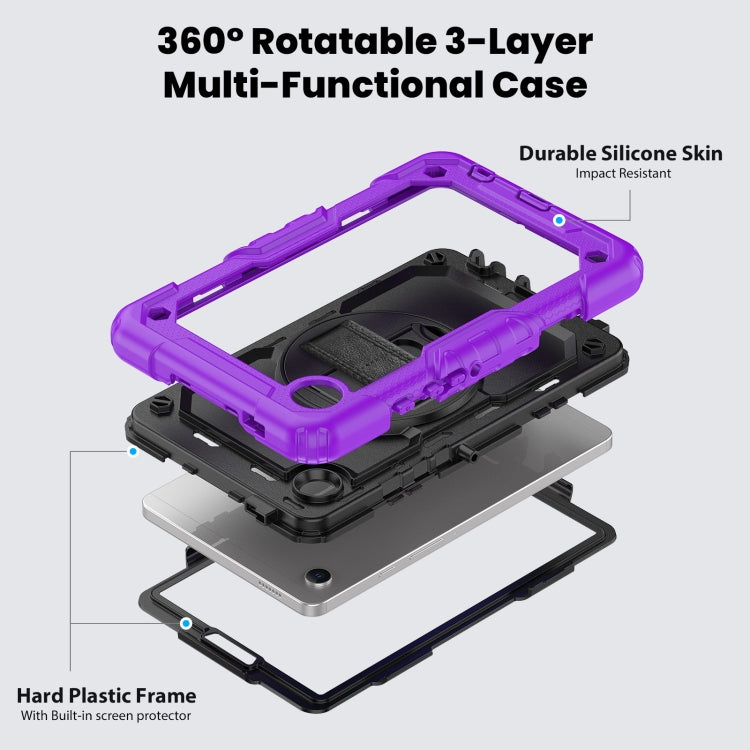 For Samsung Galaxy Tab A9 / Tab A11 Silicone + PC Tablet Case with Shoulder Strap(Purple) by bashfashion