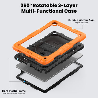 For Samsung Galaxy Tab A9 /Tab A11+ Silicone + PC Tablet Case with Shoulder Strap(Orange) by bashfashion