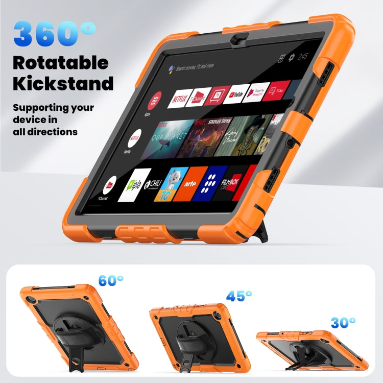 For Samsung Galaxy Tab A9 /Tab A11+ Silicone + PC Tablet Case with Shoulder Strap(Orange) by bashfashion