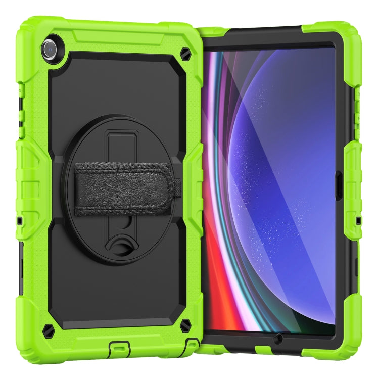 For Samsung Galaxy Tab A9 /Tab A11+ Silicone + PC Tablet Case with Shoulder Strap(Yellow Green+Black) by bashfashion