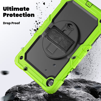 For Samsung Galaxy Tab A9 /Tab A11+ Silicone + PC Tablet Case with Shoulder Strap(Yellow Green+Black) by bashfashion