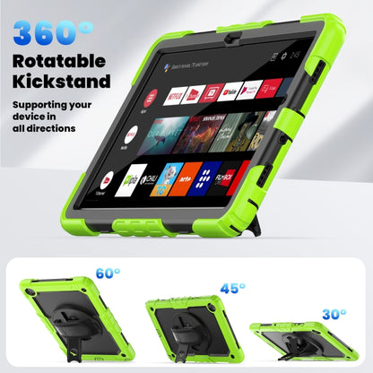 For Samsung Galaxy Tab A9 /Tab A11+ Silicone + PC Tablet Case with Shoulder Strap(Yellow Green+Black) by bashfashion