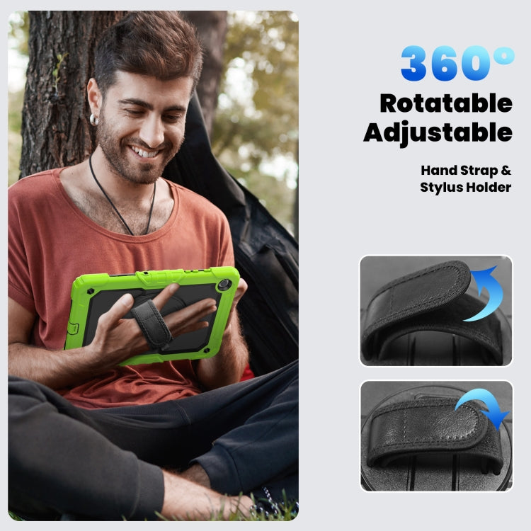 For Samsung Galaxy Tab A9 /Tab A11+ Silicone + PC Tablet Case with Shoulder Strap(Yellow Green+Black) by bashfashion