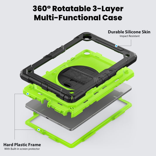 For Samsung Galaxy Tab A9 /Tab A11+ Silicone + PC Tablet Case with Shoulder Strap(Black+Yellow Green) by bashfashion