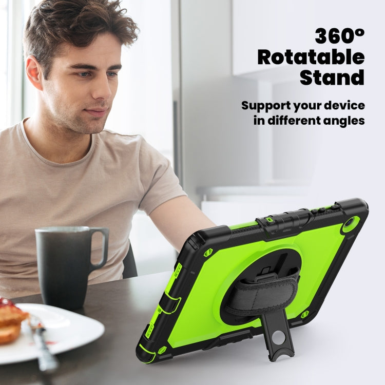 For Samsung Galaxy Tab A9 /Tab A11+ Silicone + PC Tablet Case with Shoulder Strap(Black+Yellow Green) by bashfashion