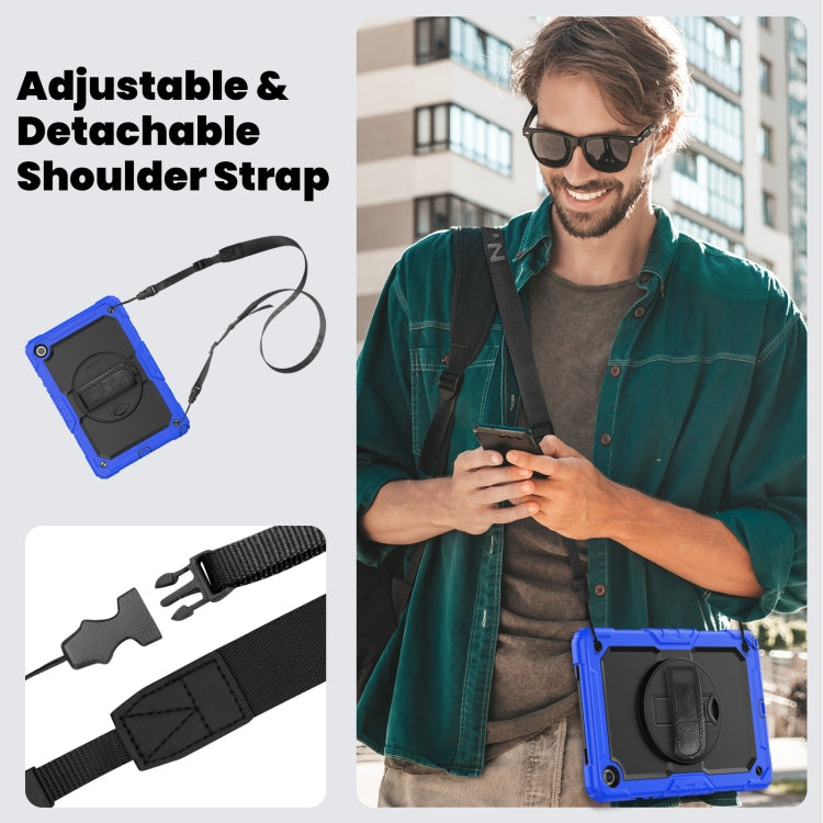 For Samsung Galaxy Tab A9 /Tab A11+ Silicone + PC Tablet Case with Shoulder Strap(Blue) by bashfashion