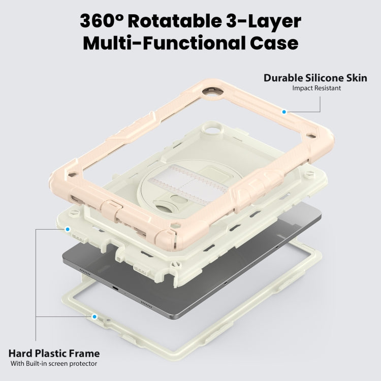 For Samsung Galaxy Tab A9 /Tab A11+ Silicone + PC Tablet Case with Shoulder Strap(Rose Gold) by bashfashion