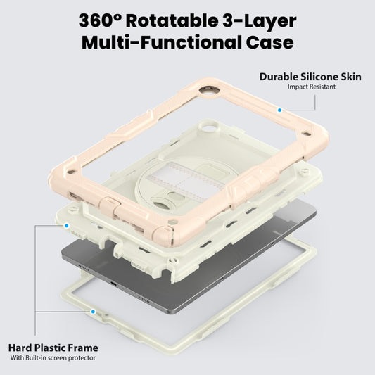 For Samsung Galaxy Tab A9 /Tab A11+ Silicone + PC Tablet Case with Shoulder Strap(Rose Gold) by bashfashion