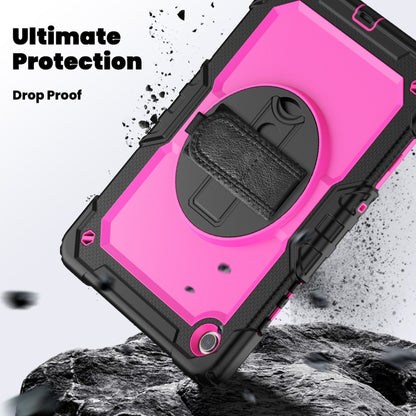 For Samsung Galaxy Tab A9 /Tab A11+ Silicone + PC Tablet Case with Shoulder Strap(Black+Rose Red) by bashfashion