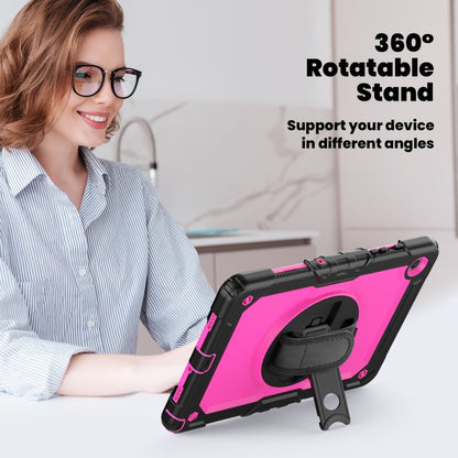 For Samsung Galaxy Tab A9 /Tab A11+ Silicone + PC Tablet Case with Shoulder Strap(Black+Rose Red) by bashfashion