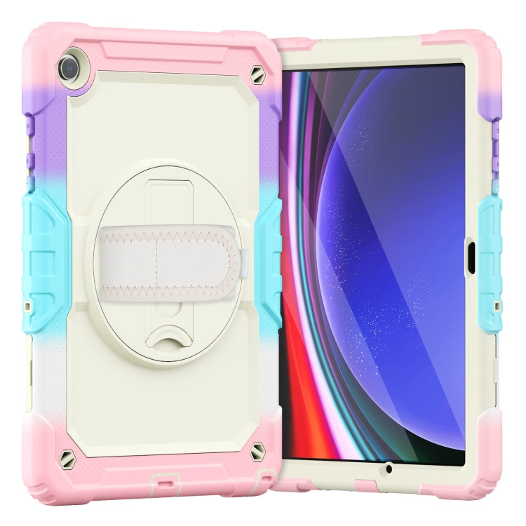 For Samsung Galaxy Tab A9 /Tab A11+ Silicone + PC Tablet Case with Shoulder Strap(Camouflage Pink) by bashfashion