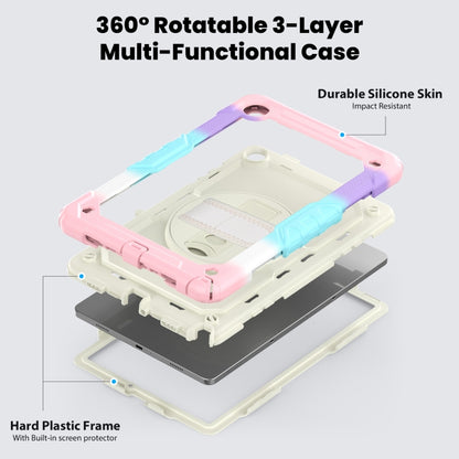 For Samsung Galaxy Tab A9 /Tab A11+ Silicone + PC Tablet Case with Shoulder Strap(Camouflage Pink) by bashfashion