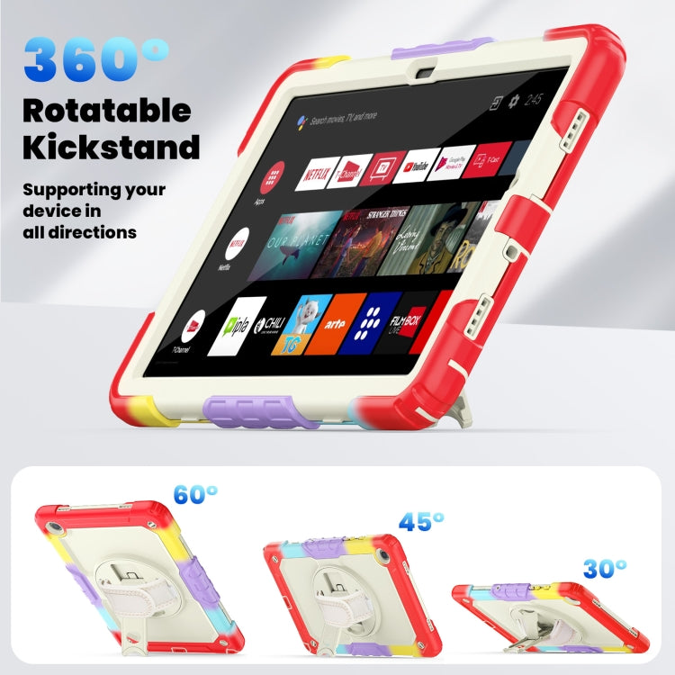 For Samsung Galaxy Tab A9 /Tab A11+ Silicone + PC Tablet Case with Shoulder Strap(Camouflage Red) by bashfashion