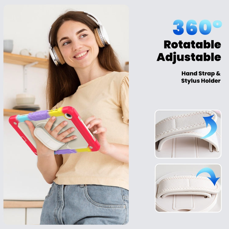 For Samsung Galaxy Tab A9 /Tab A11+ Silicone + PC Tablet Case with Shoulder Strap(Camouflage Red) by bashfashion