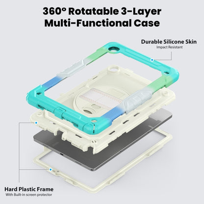 For Samsung Galaxy Tab A9 /Tab A11+ Silicone + PC Tablet Case with Shoulder Strap(Camouflage Light Blue) by bashfashion