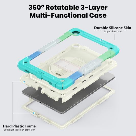 For Samsung Galaxy Tab A9 /Tab A11+ Silicone + PC Tablet Case with Shoulder Strap(Camouflage Light Blue) by bashfashion