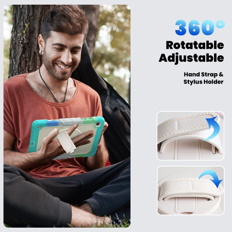 For Samsung Galaxy Tab A9 /Tab A11+ Silicone + PC Tablet Case with Shoulder Strap(Camouflage Light Blue) by bashfashion