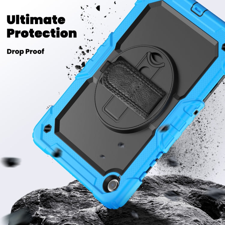 For Samsung Galaxy Tab A9 /Tab A11+ Silicone + PC Tablet Case with Shoulder Strap(Light Blue) by bashfashion