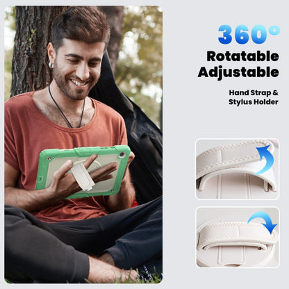 For Samsung Galaxy Tab A9 /Tab A11+ Silicone + PC Tablet Case with Shoulder Strap(Light Green) by bashfashion