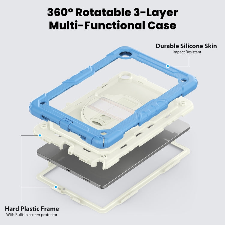 For Samsung Galaxy Tab A9 /Tab A11+ Silicone + PC Tablet Case with Shoulder Strap(Cyan Blue) by bashfashion