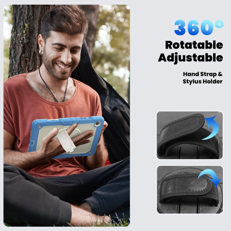 For Samsung Galaxy Tab A9 /Tab A11+ Silicone + PC Tablet Case with Shoulder Strap(Cyan Blue) by bashfashion