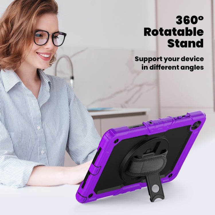 For Samsung Galaxy Tab A9 /Tab A11+ Silicone + PC Tablet Case with Shoulder Strap(Purple) by bashfashion