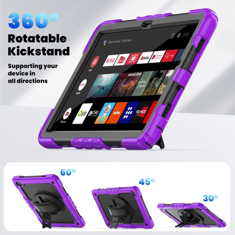 For Samsung Galaxy Tab A9 /Tab A11+ Silicone + PC Tablet Case with Shoulder Strap(Purple) by bashfashion