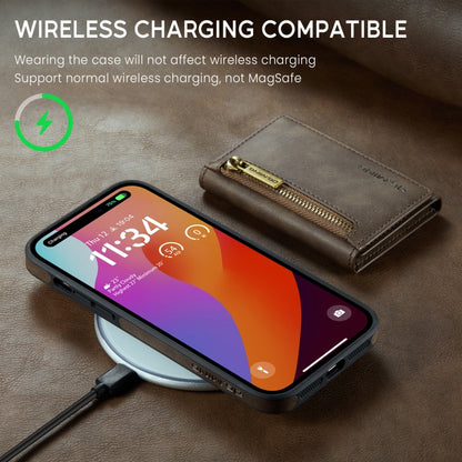 For iPhone 14 Pro Max DG.MING M5 Series Zip RFID Multi Card Detachable Leather Phone Case(Coffee) by DG.MING