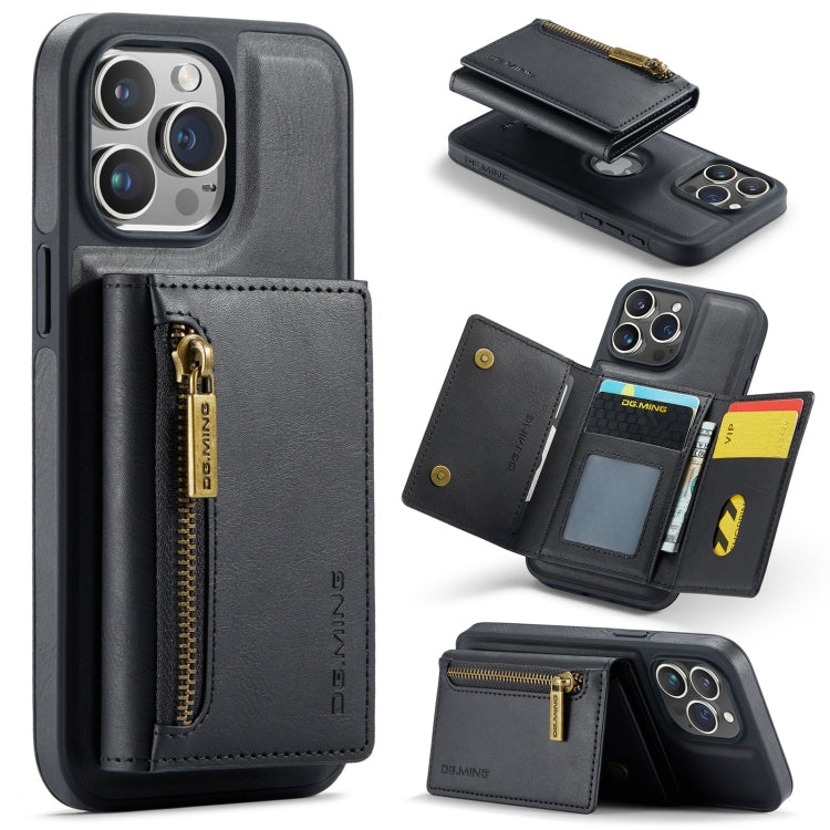 For iPhone 15 Pro Max DG.MING M5 Series Zip RFID Multi Card Detachable Leather Phone Case(Black) by DG.MING